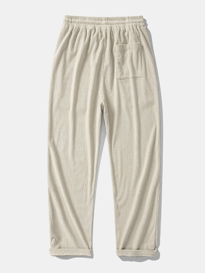 Relax Fit Color Block Patchwork Polo Sweatshirt & Straight Leg Corduroy Pants