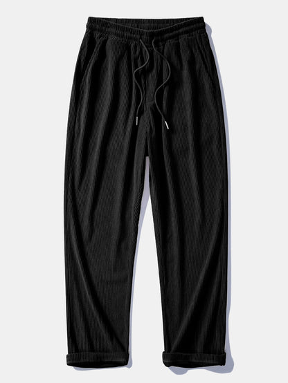 Relax Fit Color Block Patchwork Polo Sweatshirt & Straight Leg Corduroy Pants