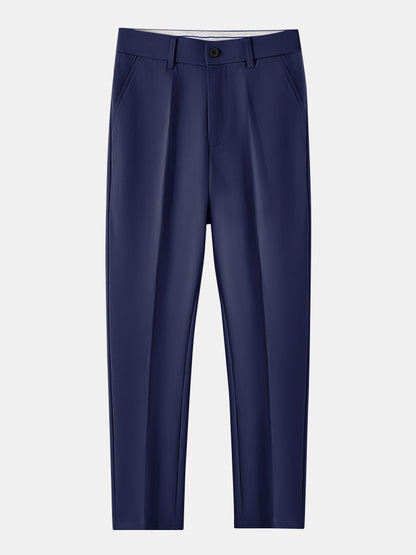 Textured Color Block Knit Polo & Slim Fit Tapered Trousers