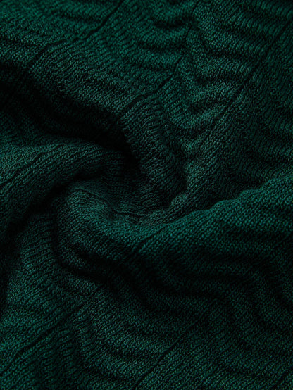 Texture Contrast Knitted V Neck Polo Shirt & Cotton Chino Shorts