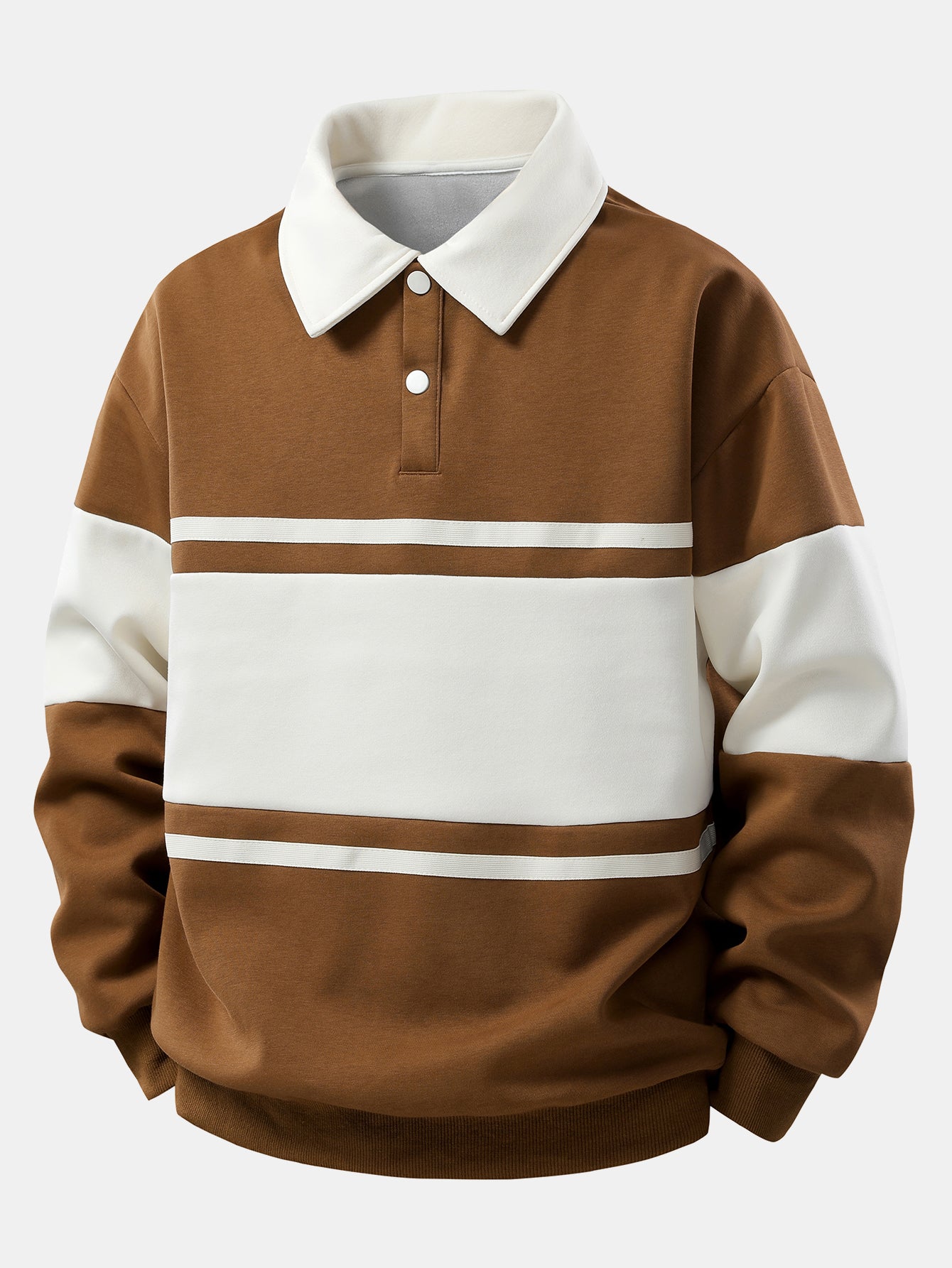 Relax Fit Color Block Patchwork Polo Sweatshirt & Straight Leg Corduroy Pants