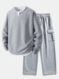 Relax Fit Long Sleeve 2 In 1 Waffle T-Shirt & Relax Fit Straight Leg Jersey Cargo Pants