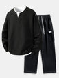 Relax Fit Long Sleeve 2 In 1 Waffle T-Shirt & Relax Fit Straight Leg Jersey Cargo Pants