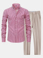 Long Sleeve Stripe Button Up Shirt & Slim Fit Tapered Trousers