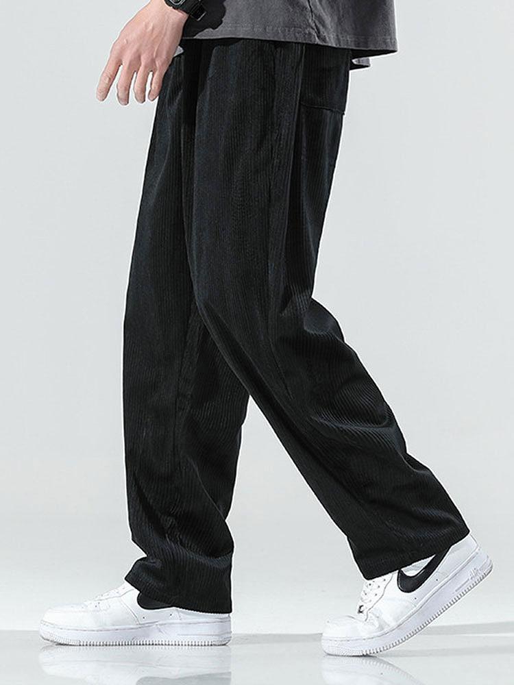 Relax Fit Color Block Patchwork Polo Sweatshirt & Straight Leg Corduroy Pants