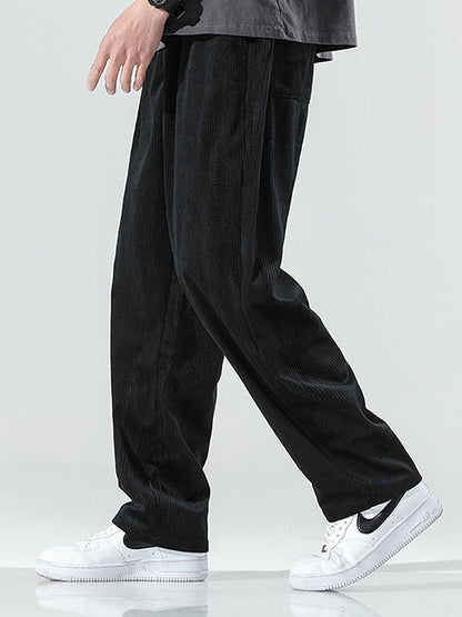 Relax Fit Color Block Patchwork Polo Sweatshirt & Straight Leg Corduroy Pants