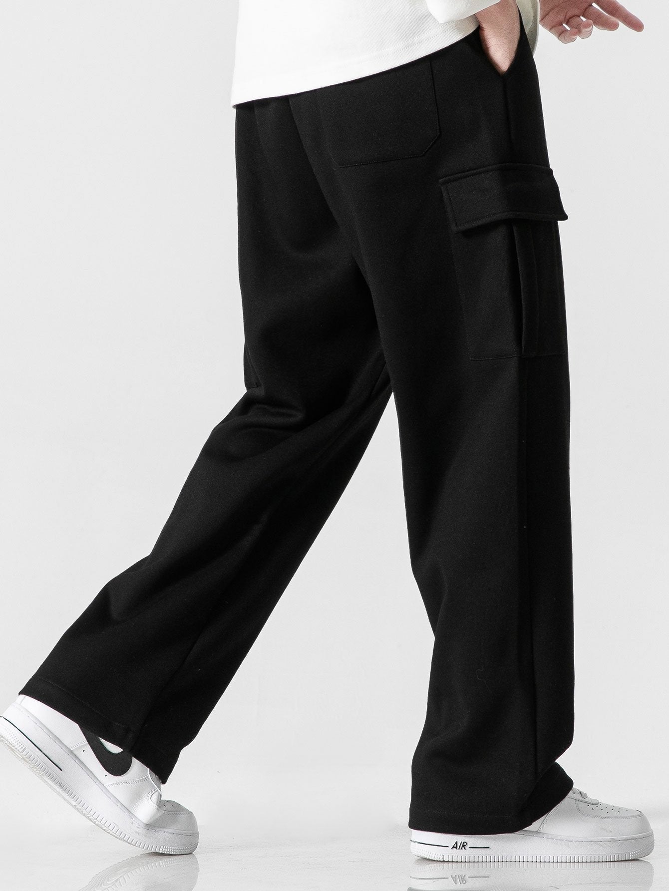 Relax Fit Long Sleeve 2 In 1 Waffle T-Shirt & Relax Fit Straight Leg Jersey Cargo Pants